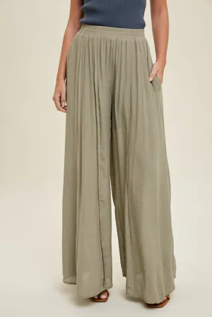 SHANNON OLIVE WIDE LEG PANTS