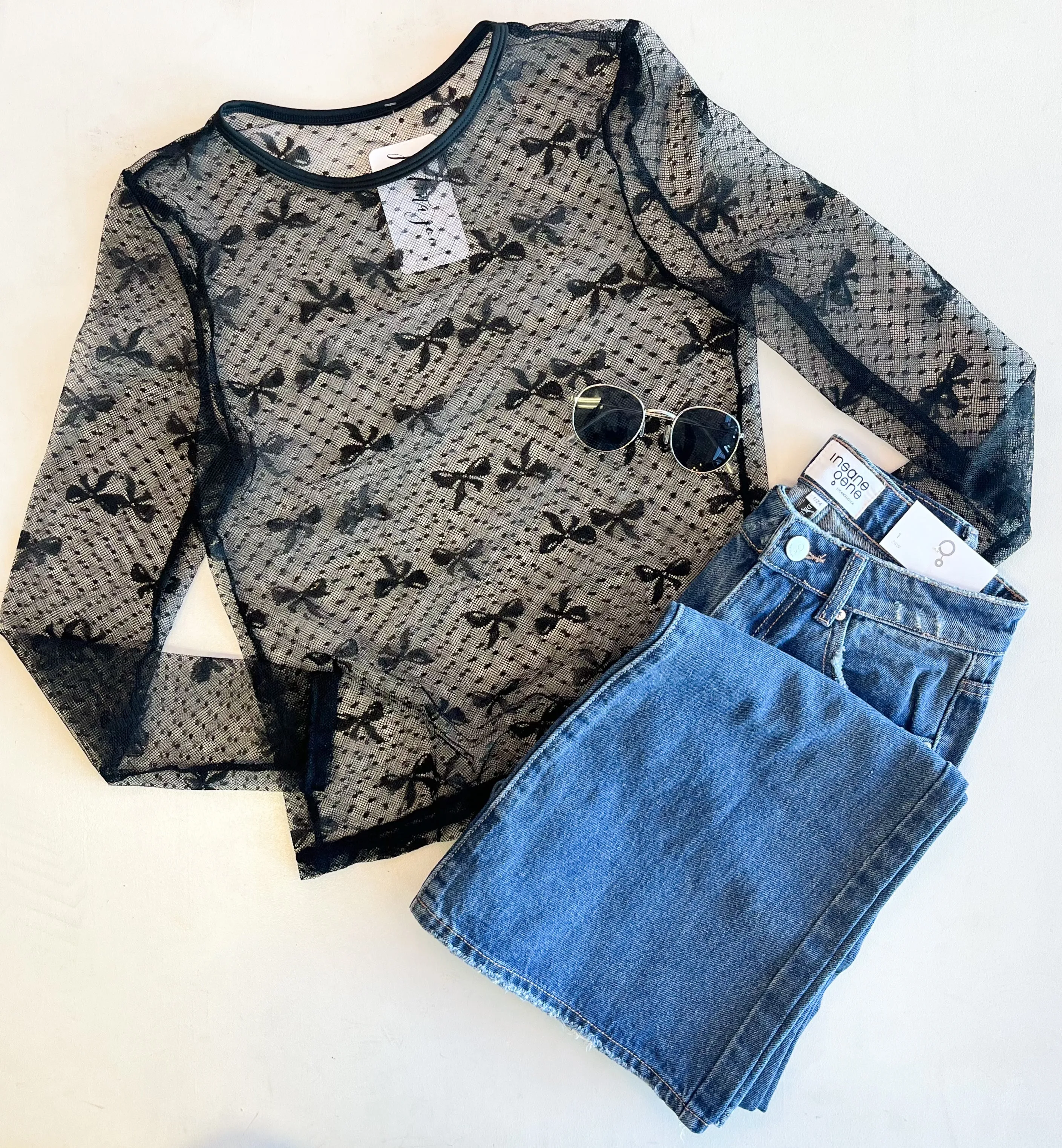 Sheer Bows Long Sleeve