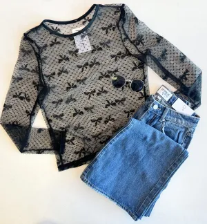 Sheer Bows Long Sleeve