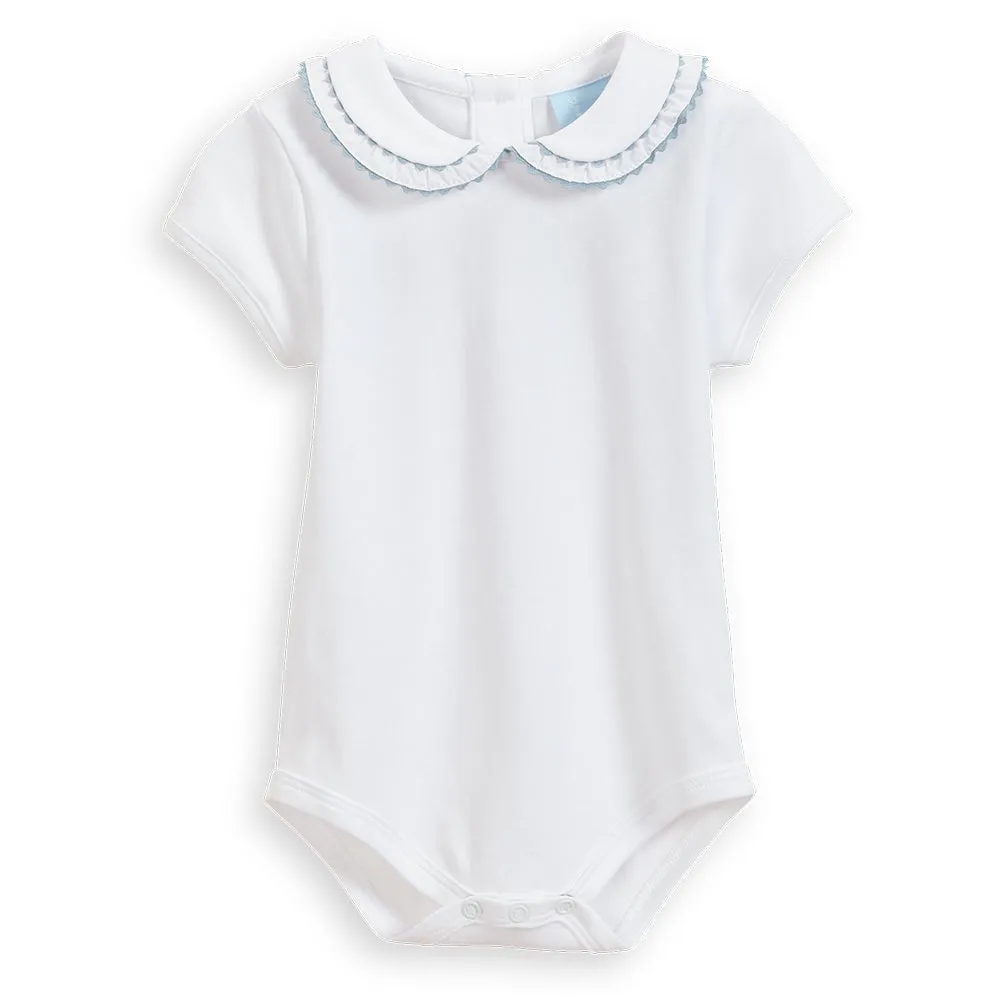 Short Sleeve Pima Vanessa Blouse -- White w/ Blue
