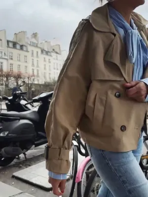SHORT TRENCH COAT - CAMEL