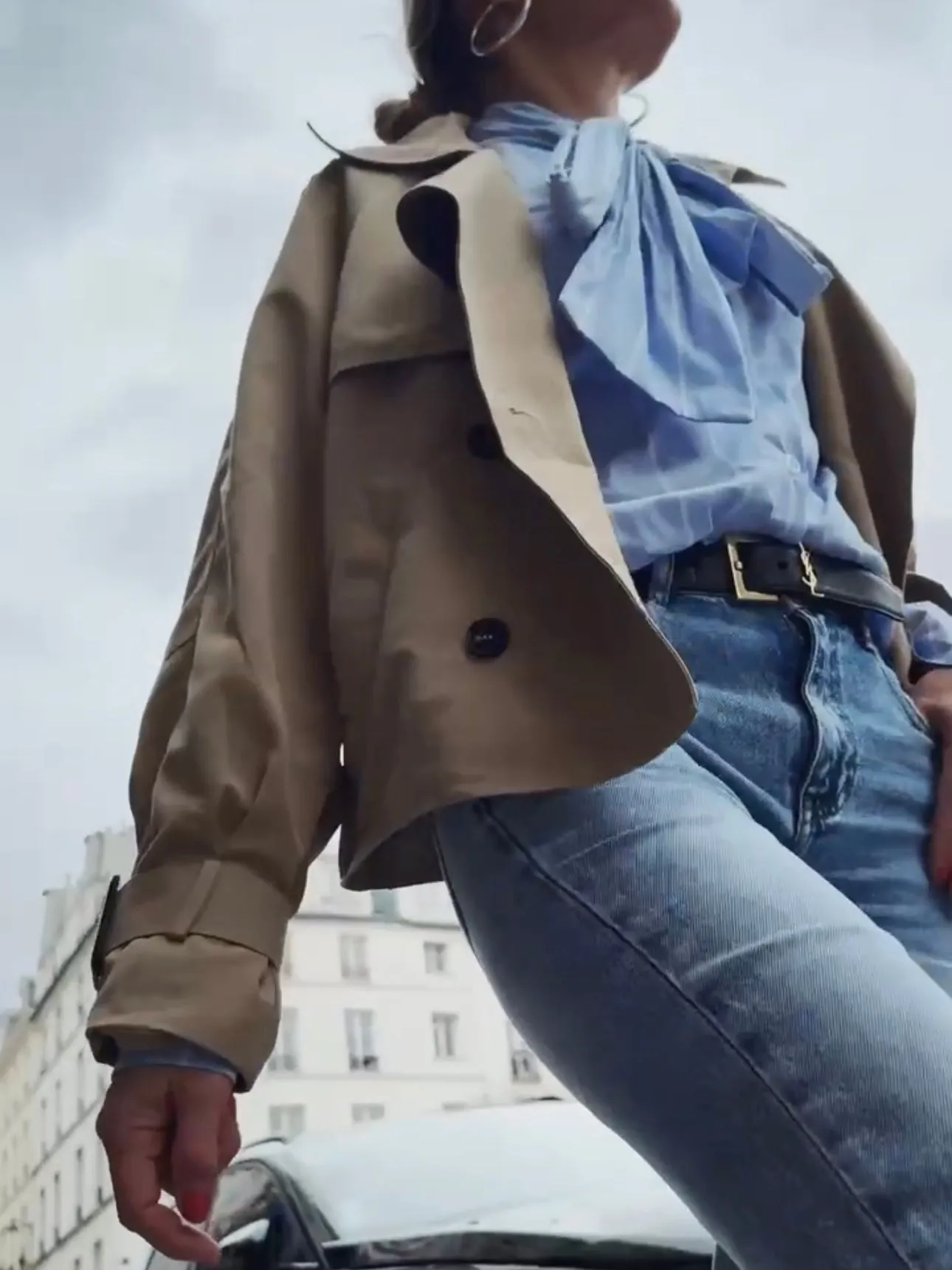 SHORT TRENCH COAT - CAMEL