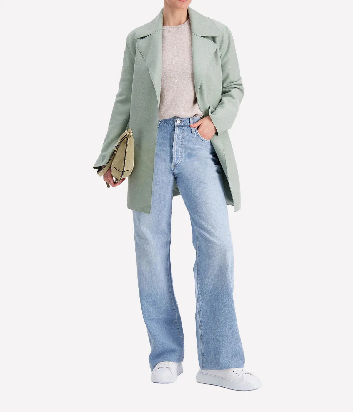 Short Trench in Sage Green