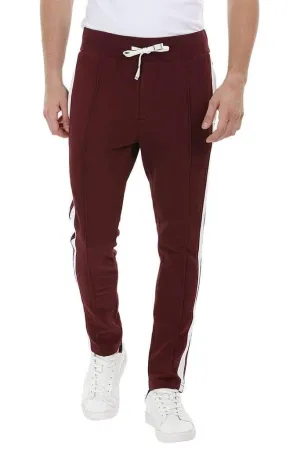Side Colorblock Maroon Sweatpants