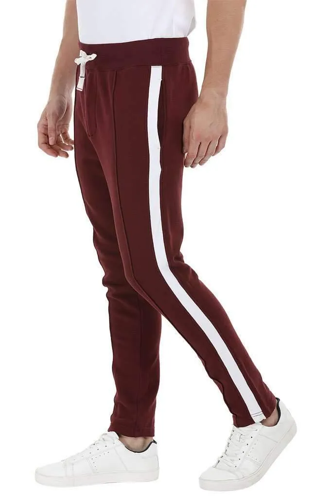 Side Colorblock Maroon Sweatpants