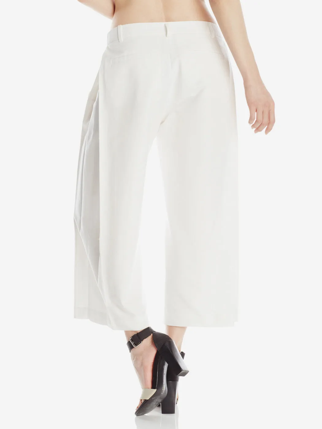 Side Pleat Pants White