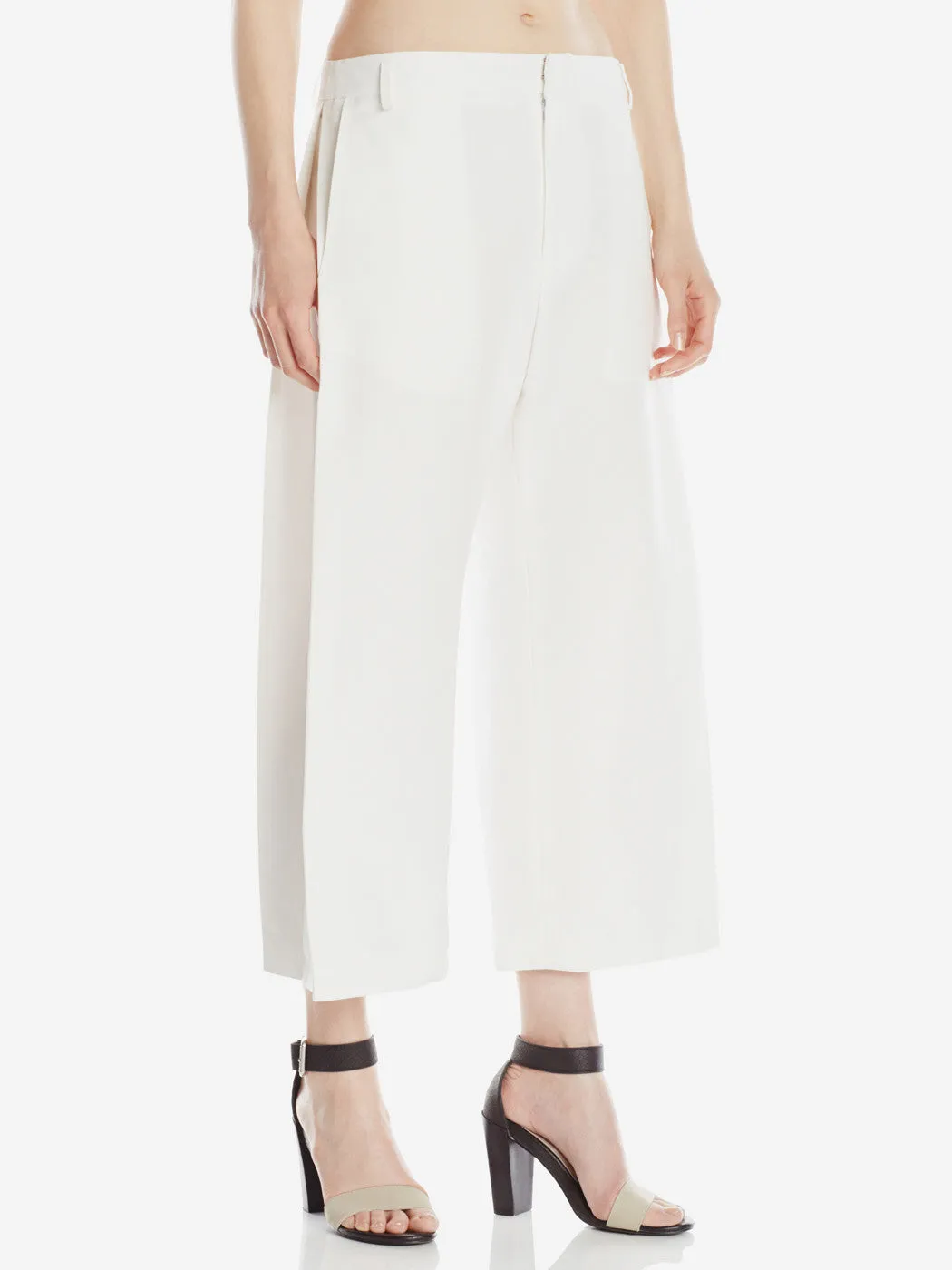 Side Pleat Pants White
