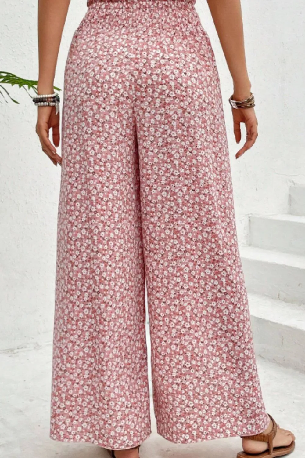 Slit Printed Wide-Leg Pants – Trendy & Flowy Statement Piece