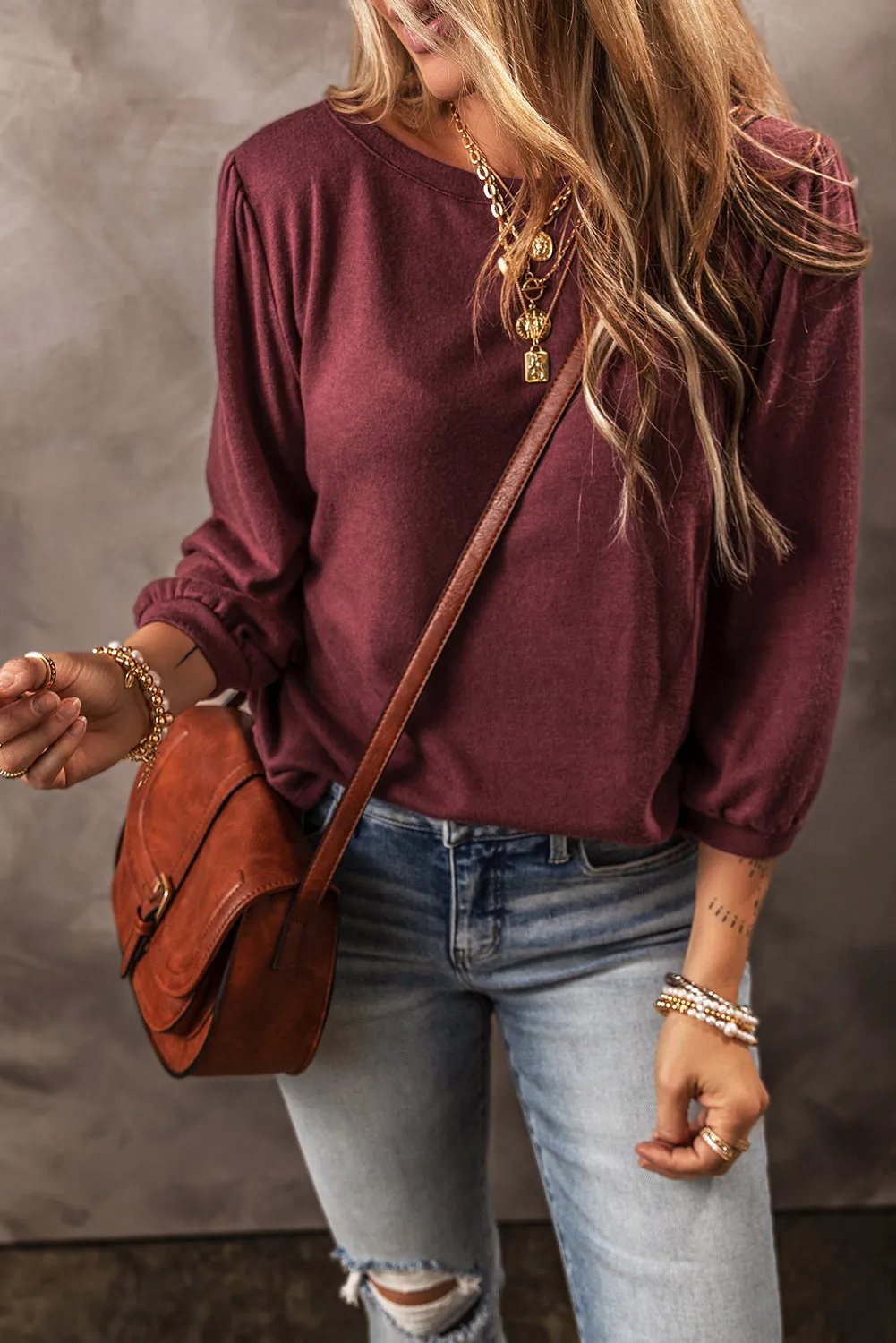 Solid Color 3/4 Sleeve Top