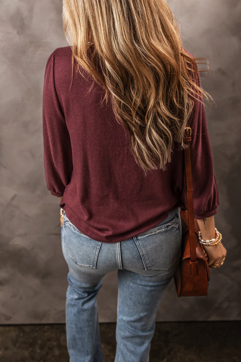 Solid Color 3/4 Sleeve Top