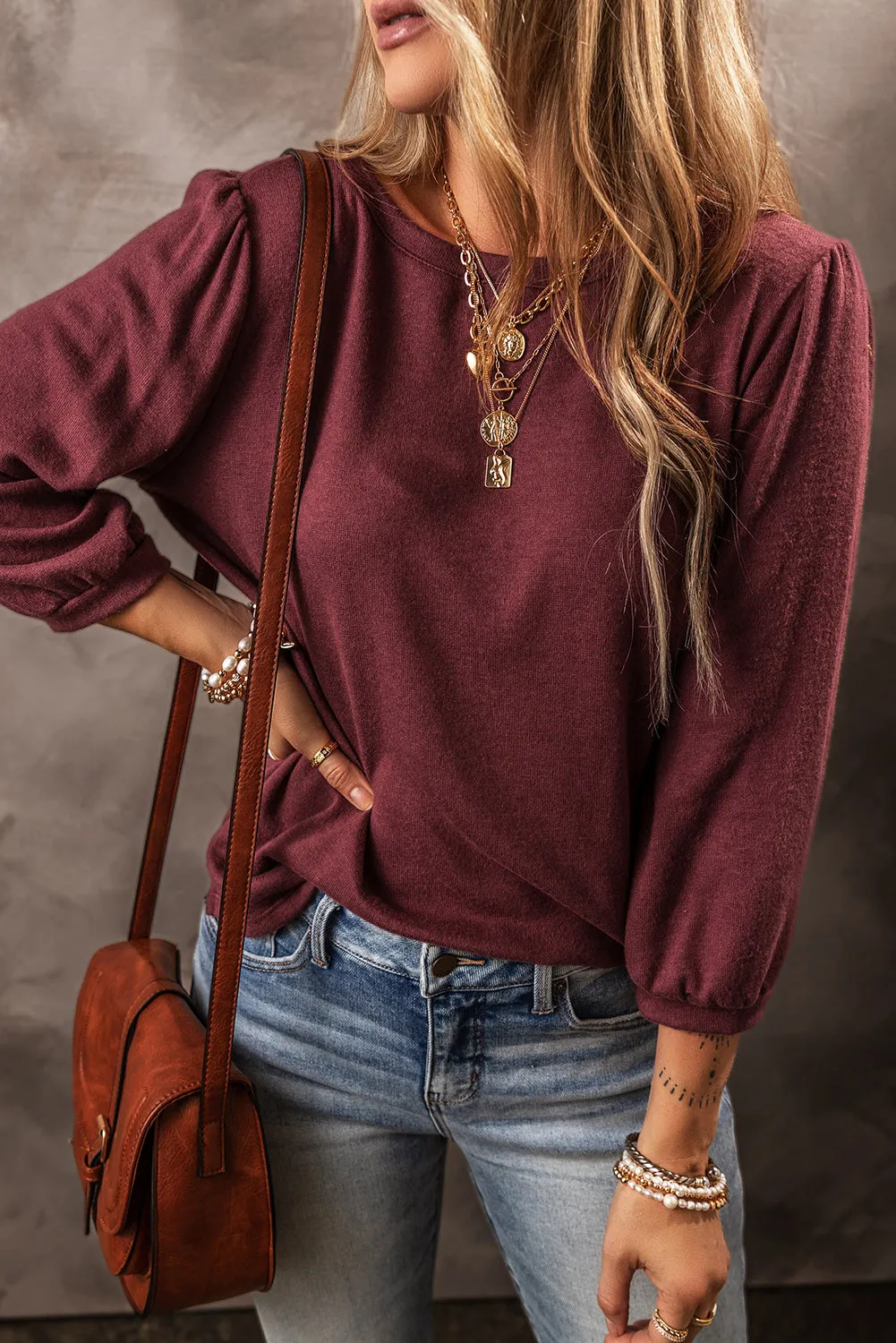 Solid Color 3/4 Sleeve Top