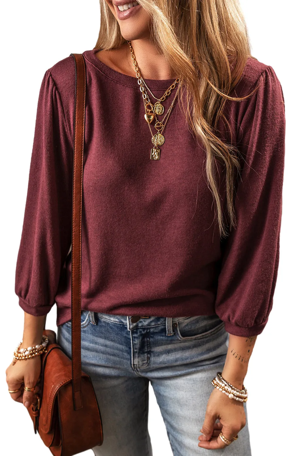 Solid Color 3/4 Sleeve Top