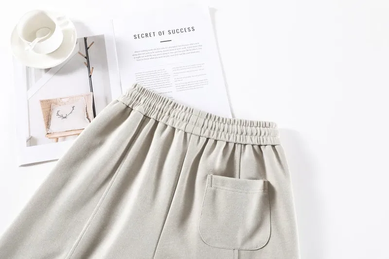Solid Color Straight-leg Sweatpants with Drawstring Waist
