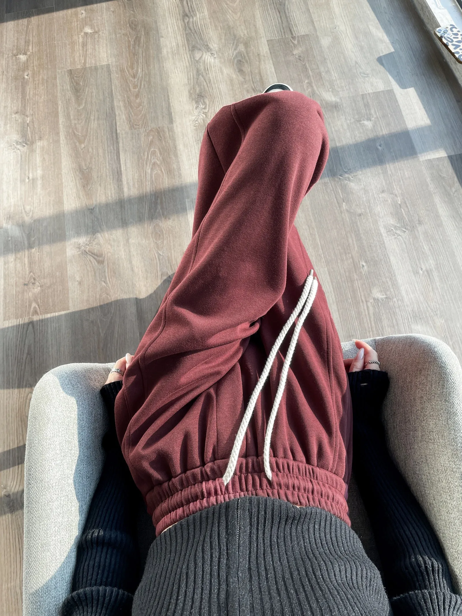 Solid Color Straight-leg Sweatpants with Drawstring Waist