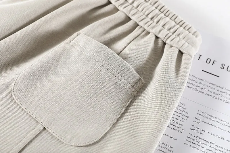 Solid Color Straight-leg Sweatpants with Drawstring Waist