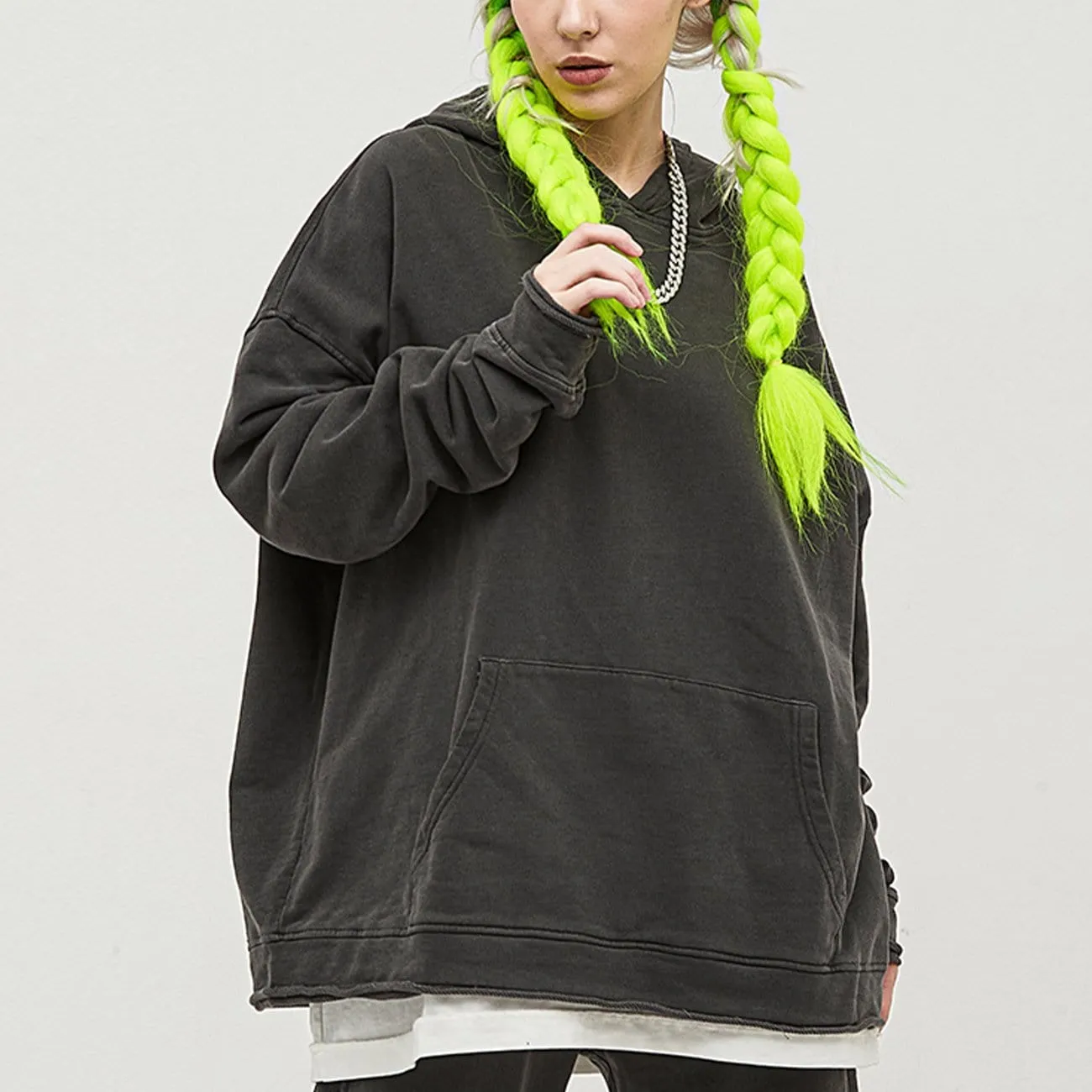 Solid Color Washed Hoodie