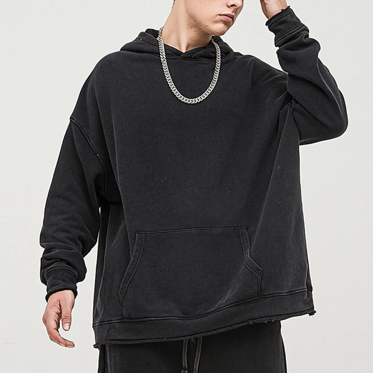 Solid Color Washed Hoodie
