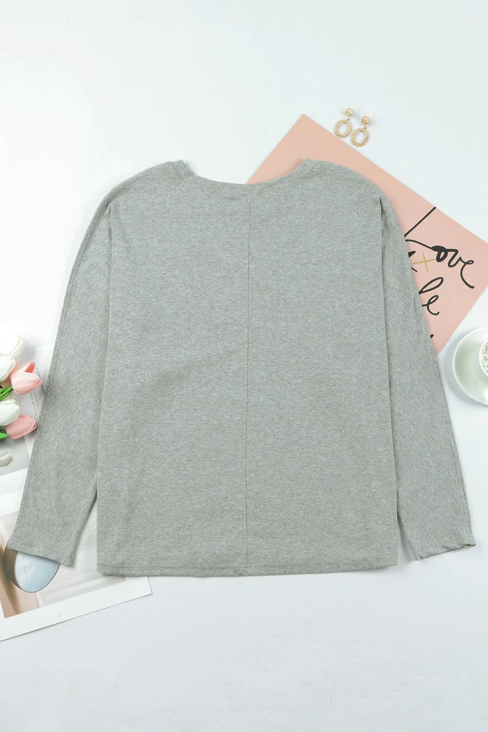 Solid Patchwork Long Sleeve Top