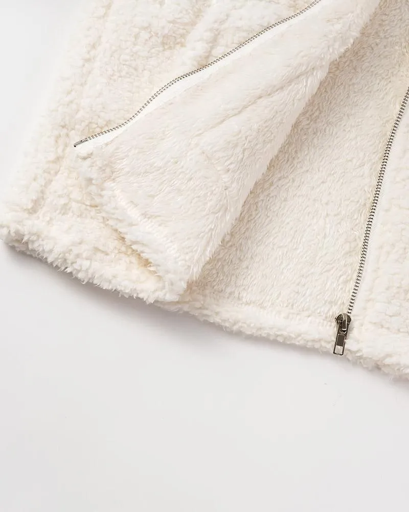 Stand Collar Faux Fur Jacket
