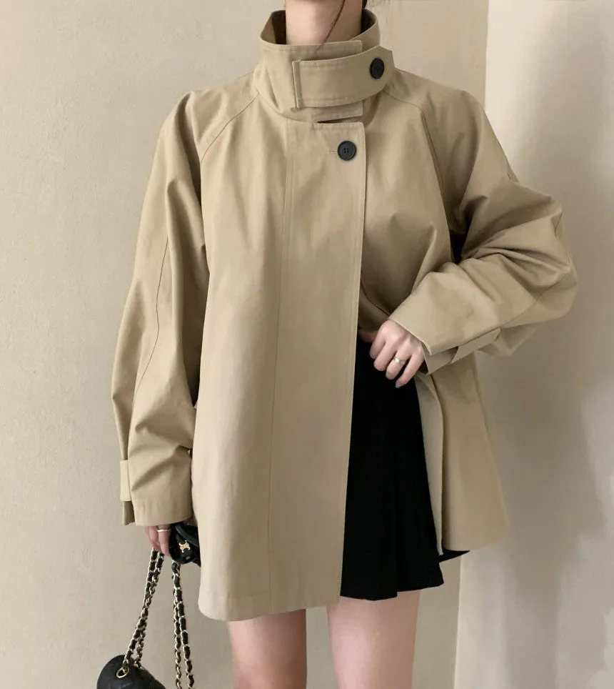 Stand collar trench coat