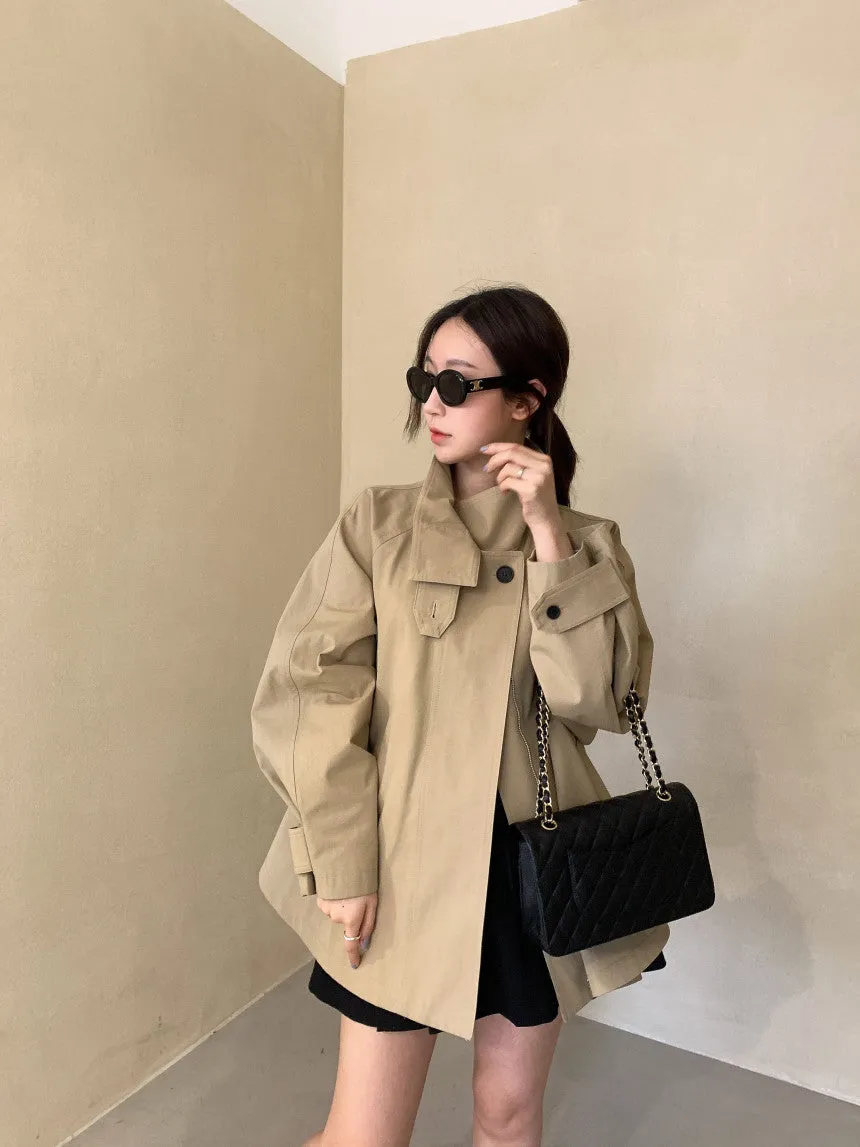 Stand collar trench coat