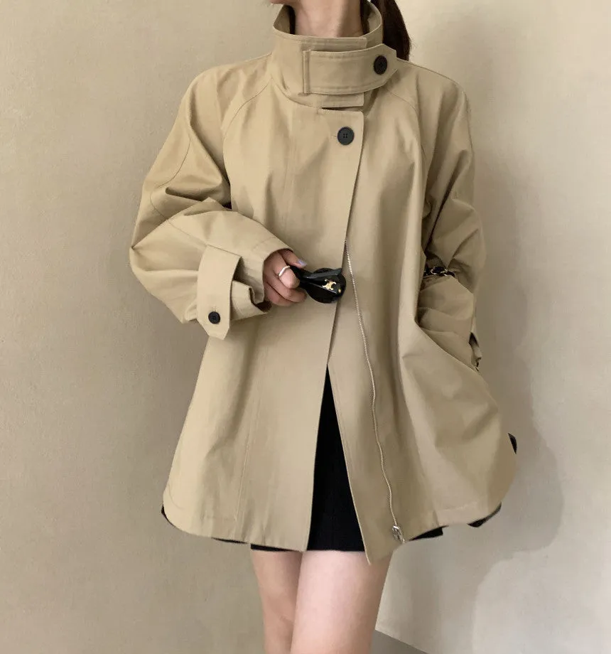 Stand collar trench coat