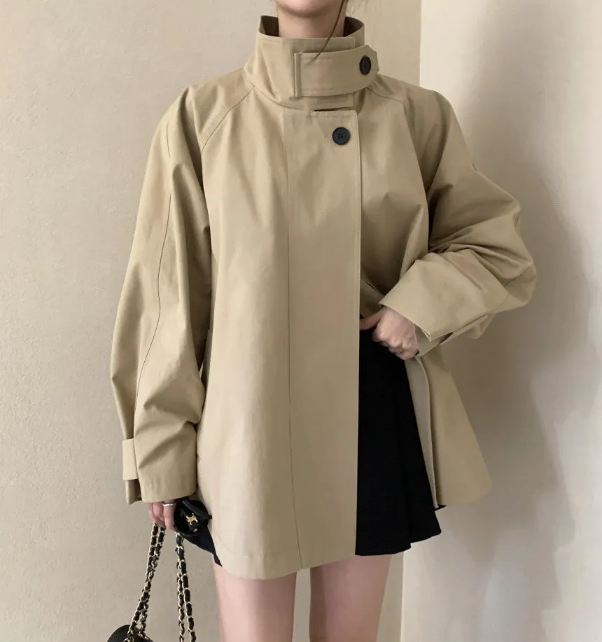 Stand collar trench coat