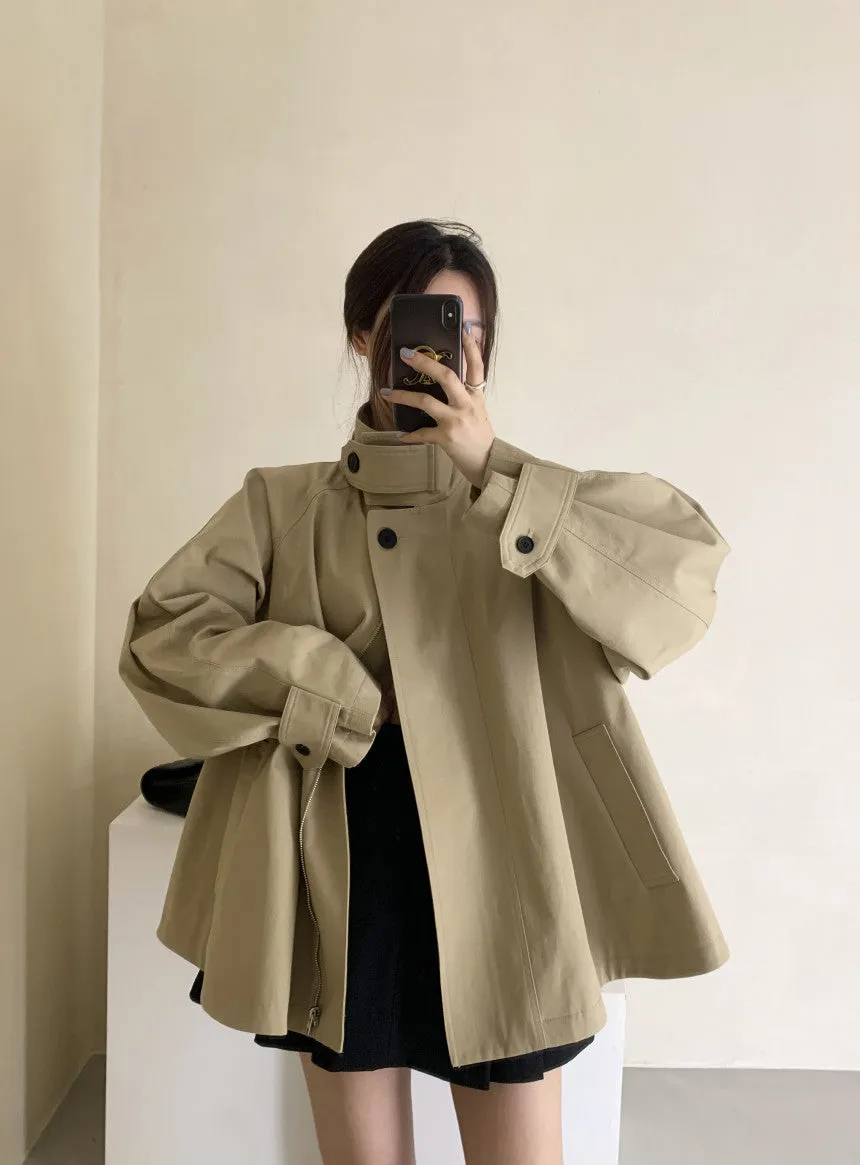 Stand collar trench coat