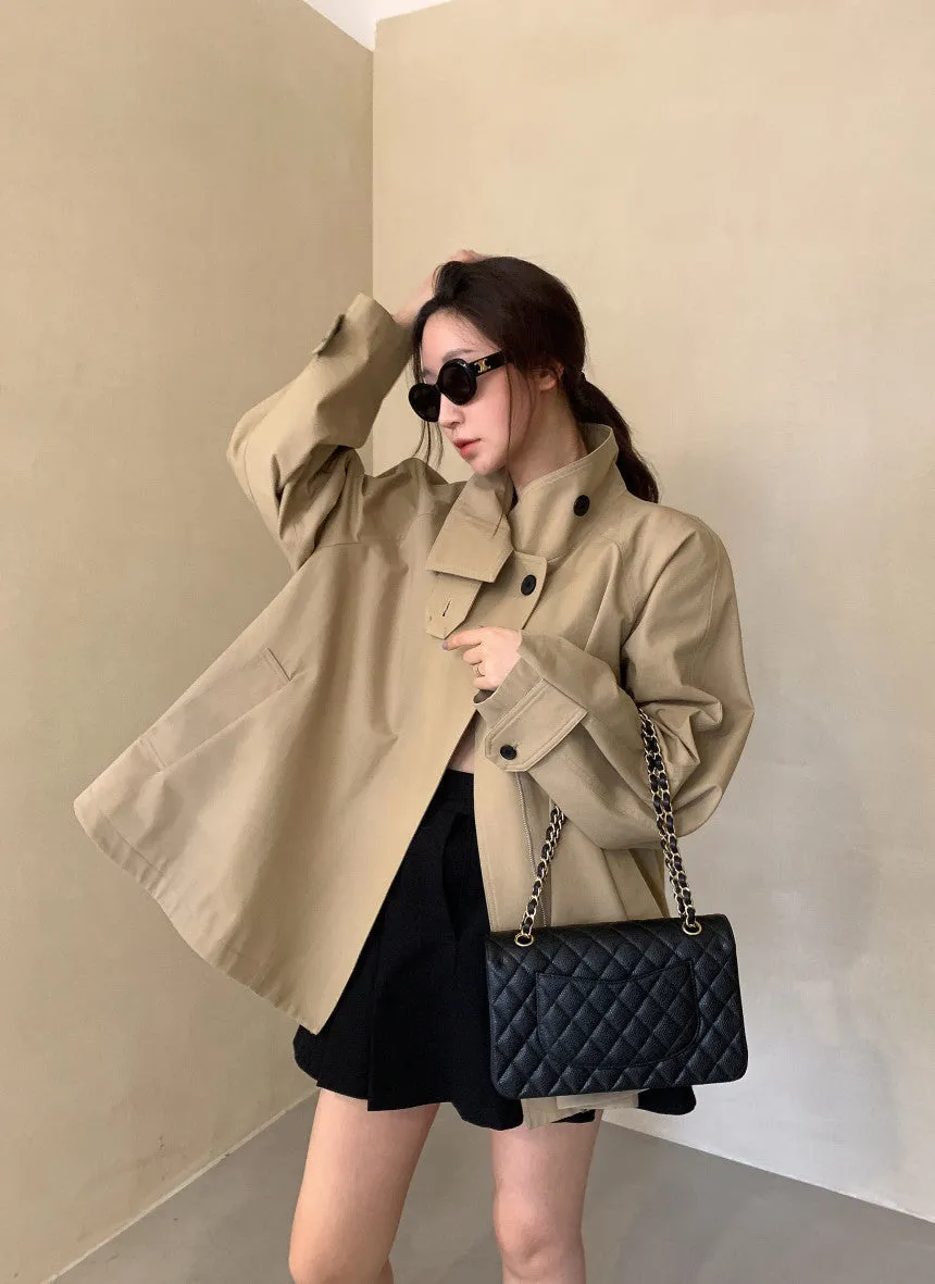 Stand collar trench coat