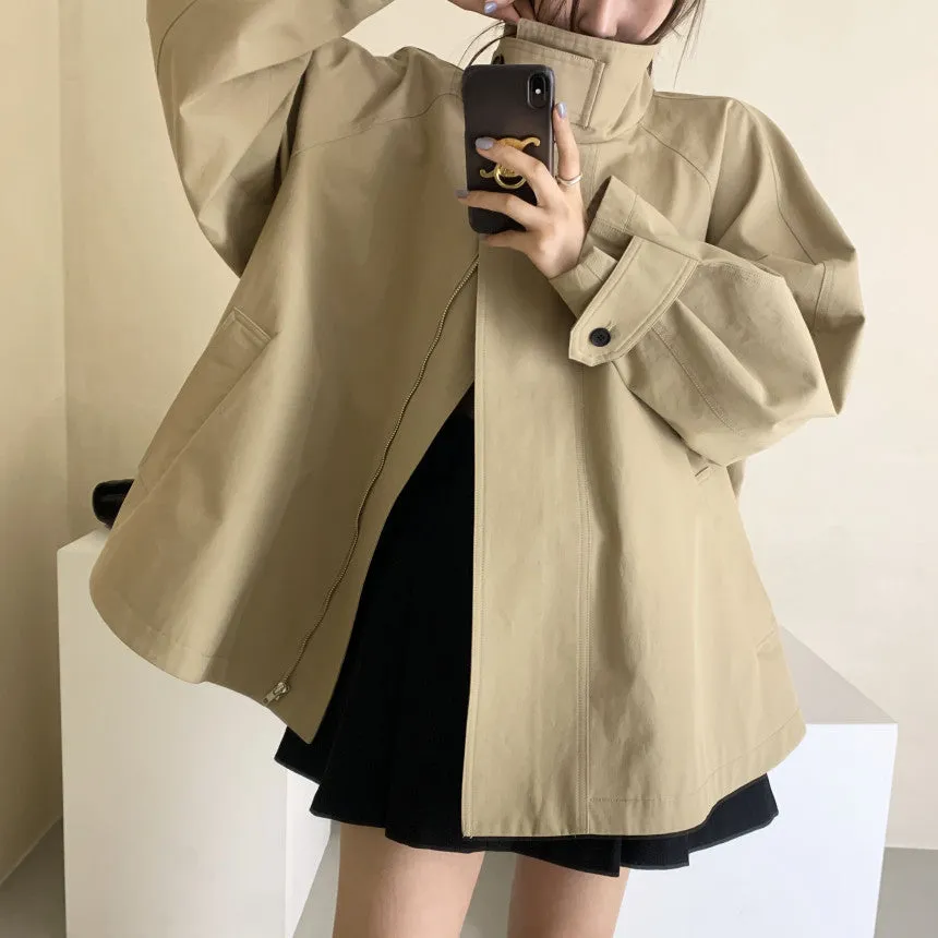 Stand collar trench coat