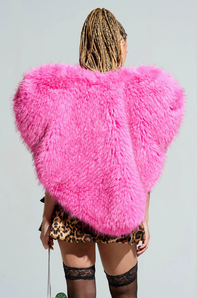 STAR CROSSED LOVER FAUX FUR HEART VEST