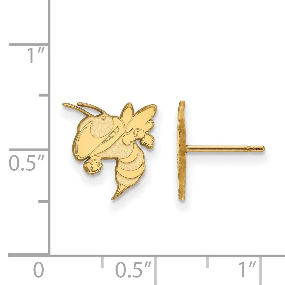Sterling Silver Gold-plated Georgia Institute of Technology Yellow Jacket Small Post Earrings