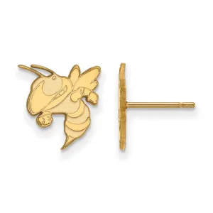 Sterling Silver Gold-plated Georgia Institute of Technology Yellow Jacket Small Post Earrings