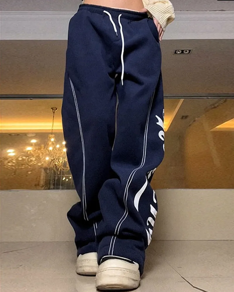 Street Letter Print Loose Sweatpants
