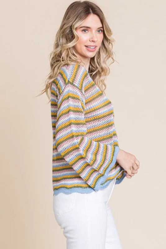 Striped Bell Sleeve Top