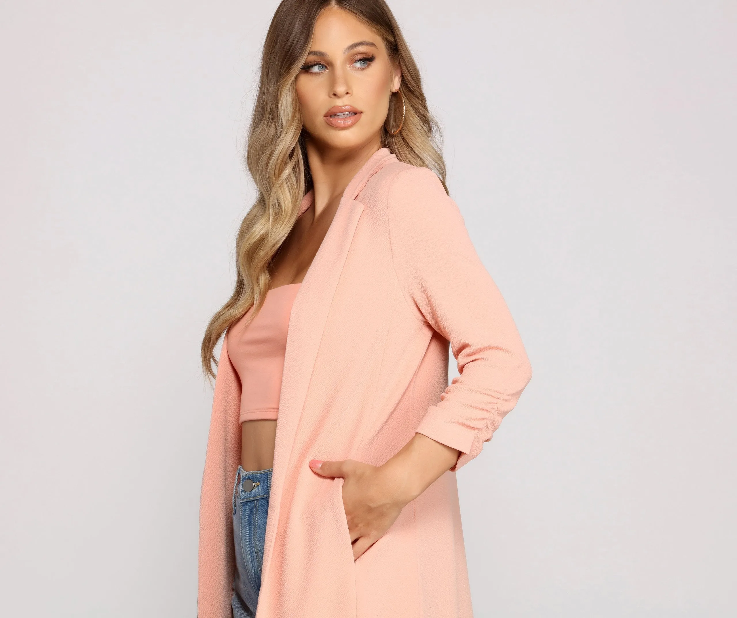 Stylish Sophistication Crepe Trench Coat