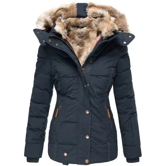 Stylish, warm women's winter coats featuring a removable fur collar