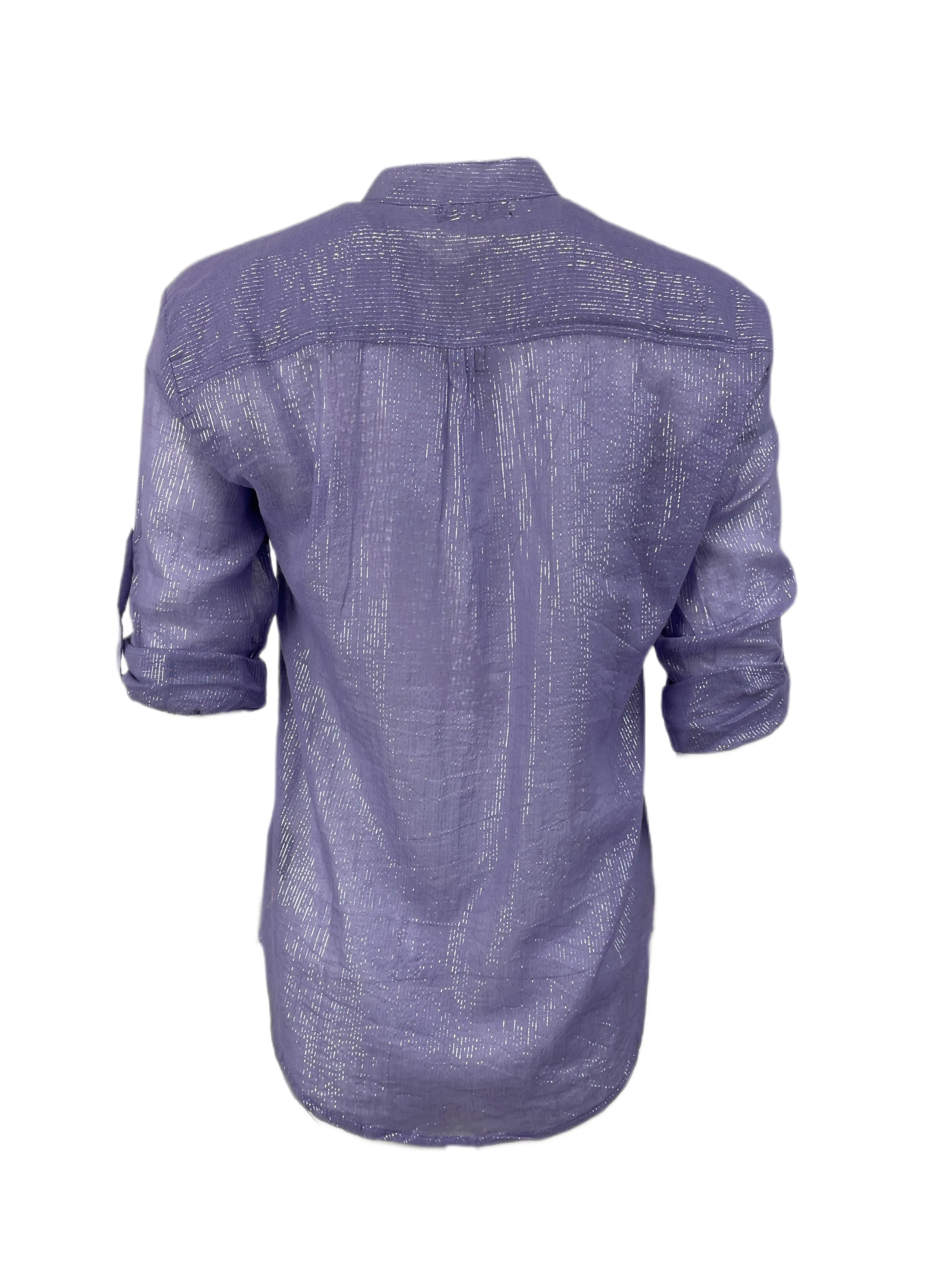 SUZIE KONDI Women's Lavander Koubi Metalic Button Blouse #1004 S NWT