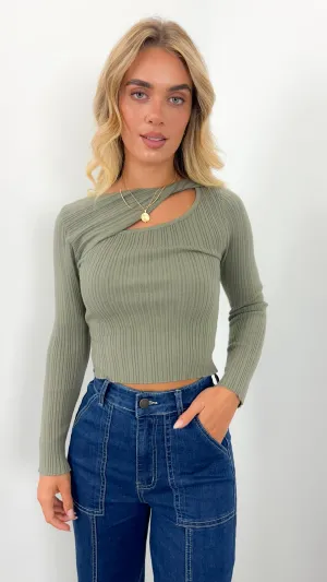 SYDNEY KNIT TOP - KHAKI