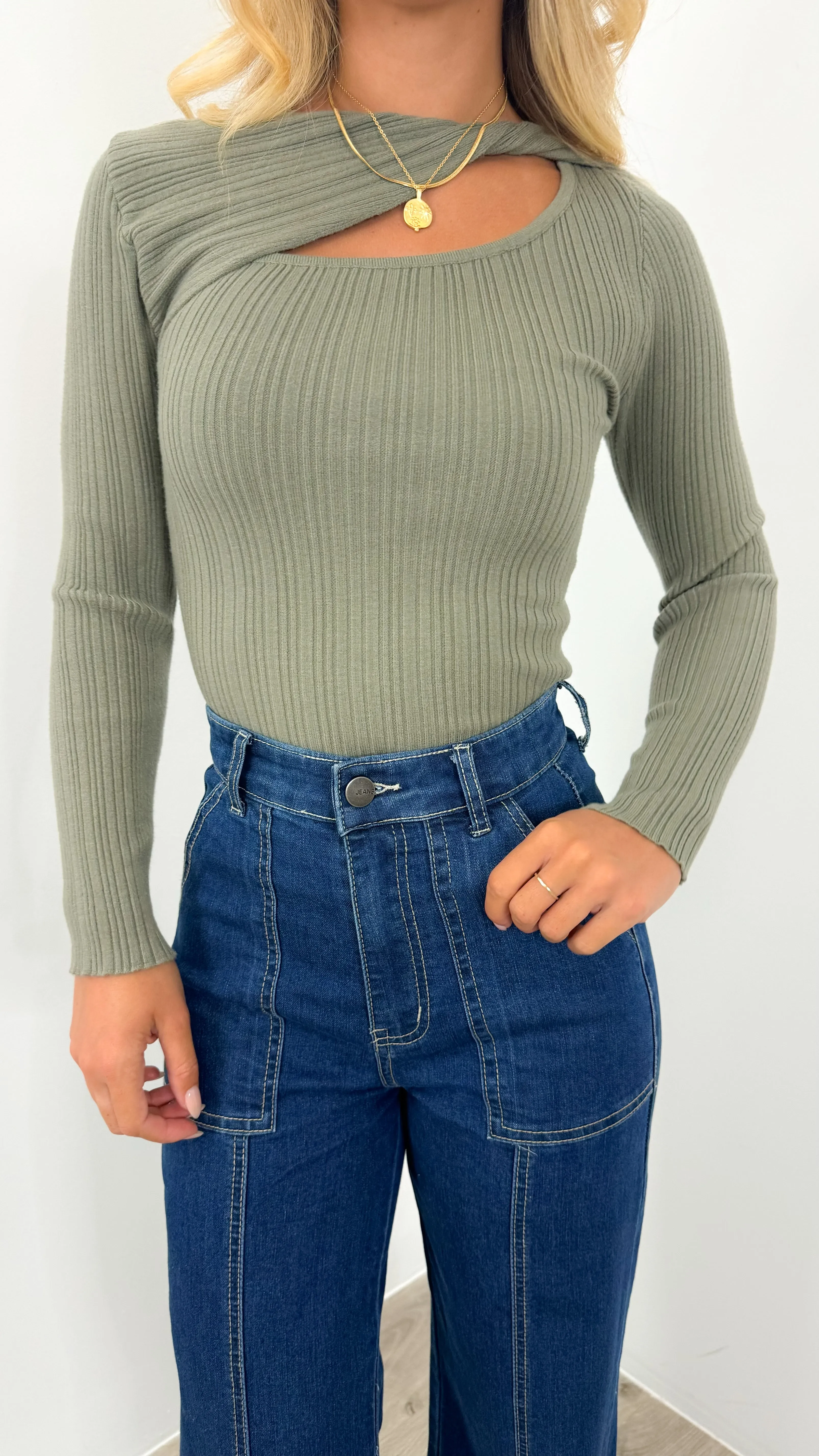 SYDNEY KNIT TOP - KHAKI