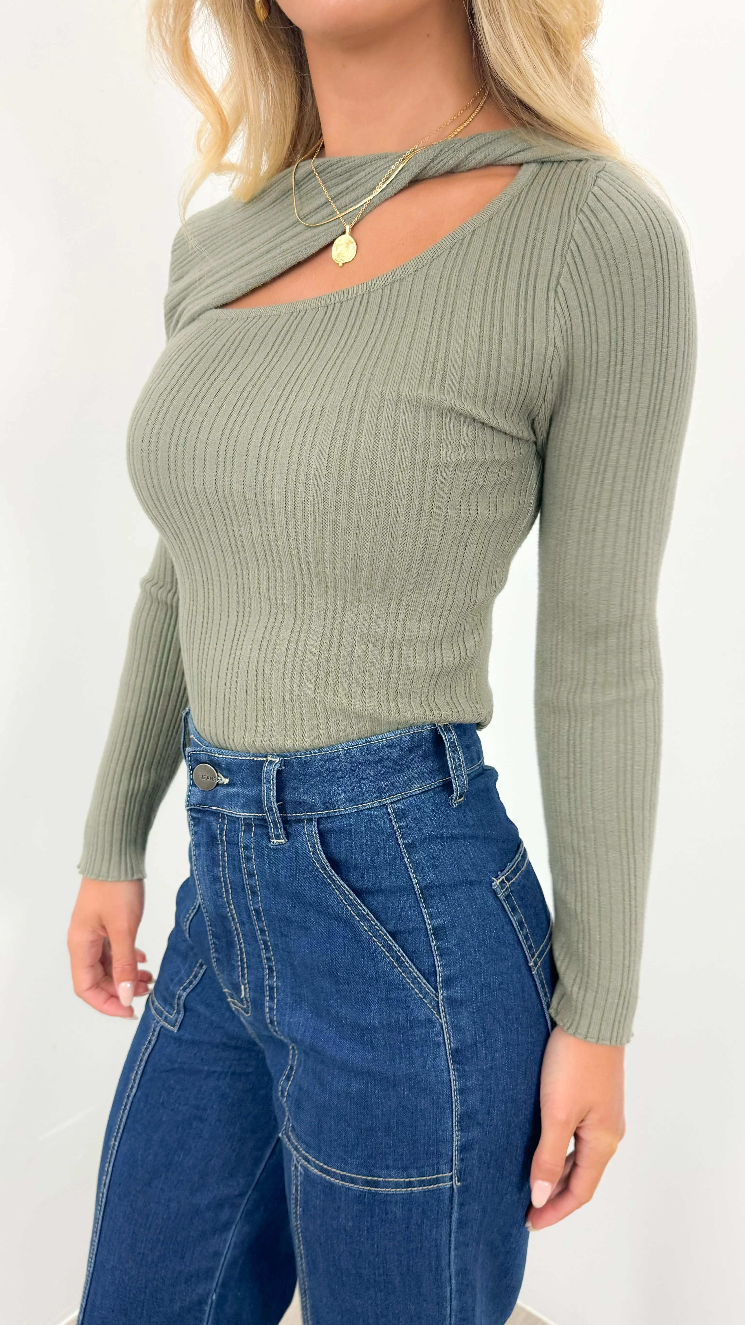 SYDNEY KNIT TOP - KHAKI