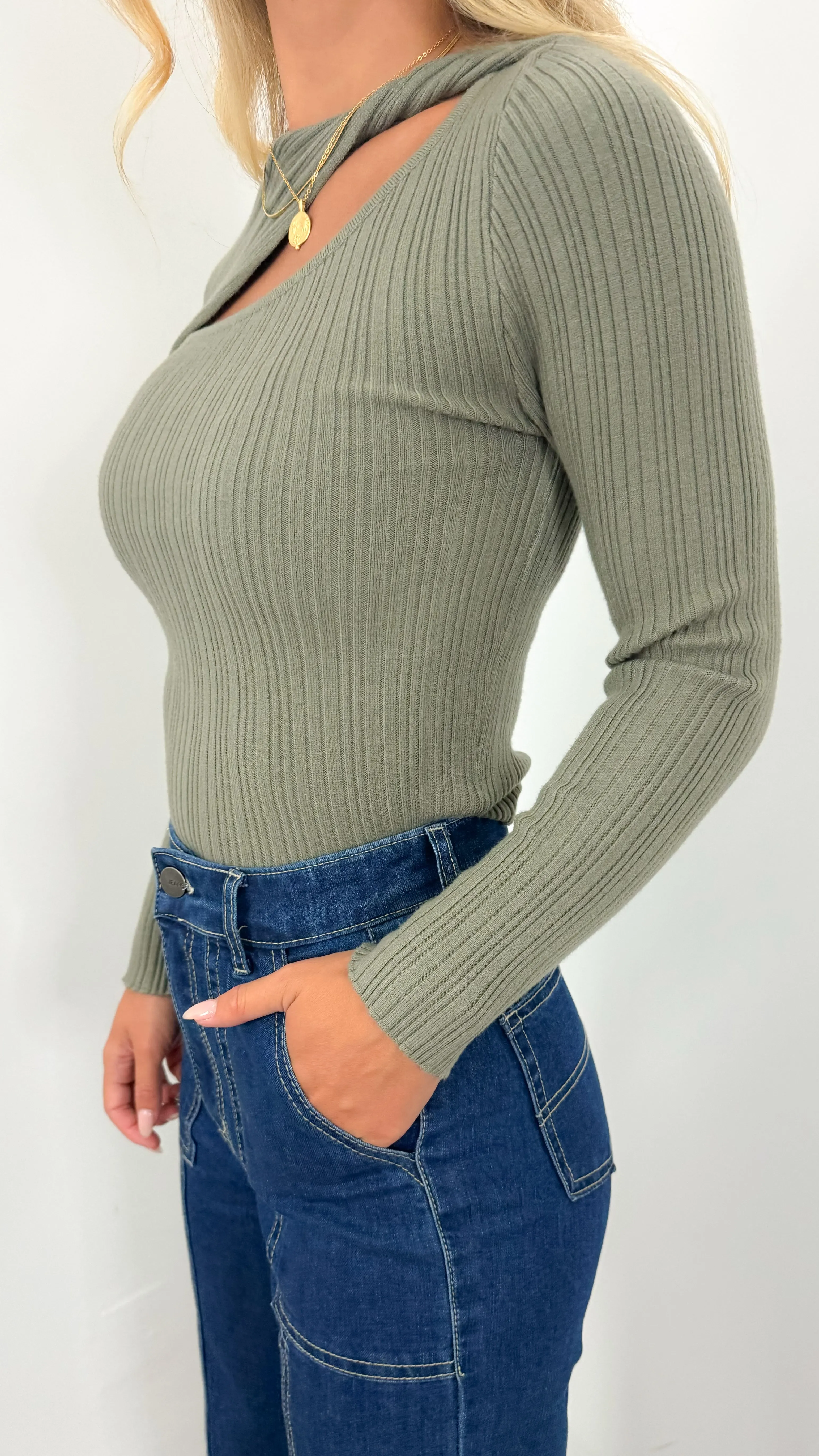 SYDNEY KNIT TOP - KHAKI