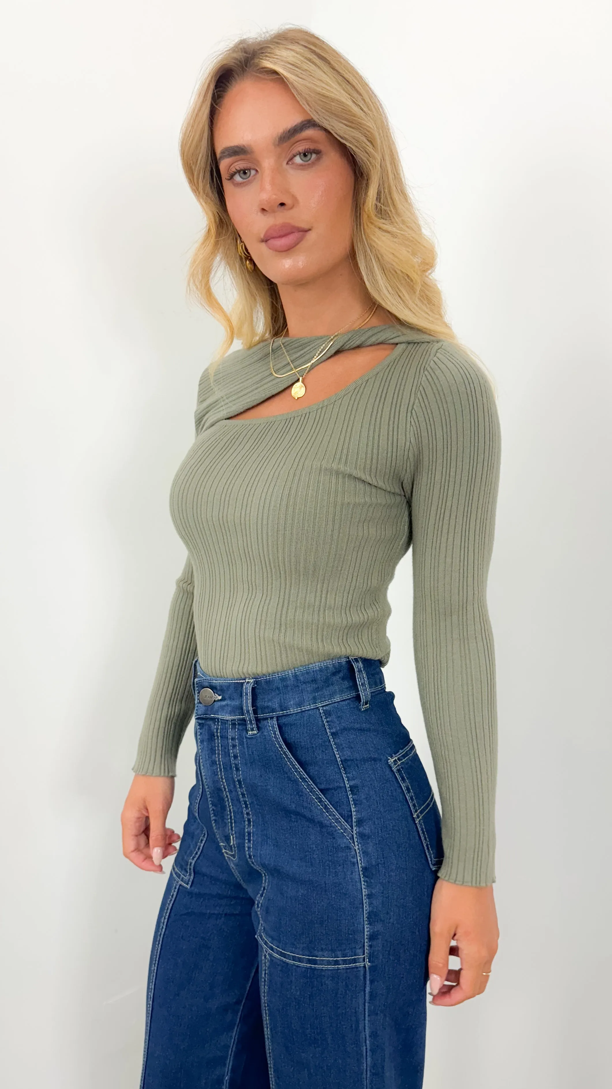 SYDNEY KNIT TOP - KHAKI