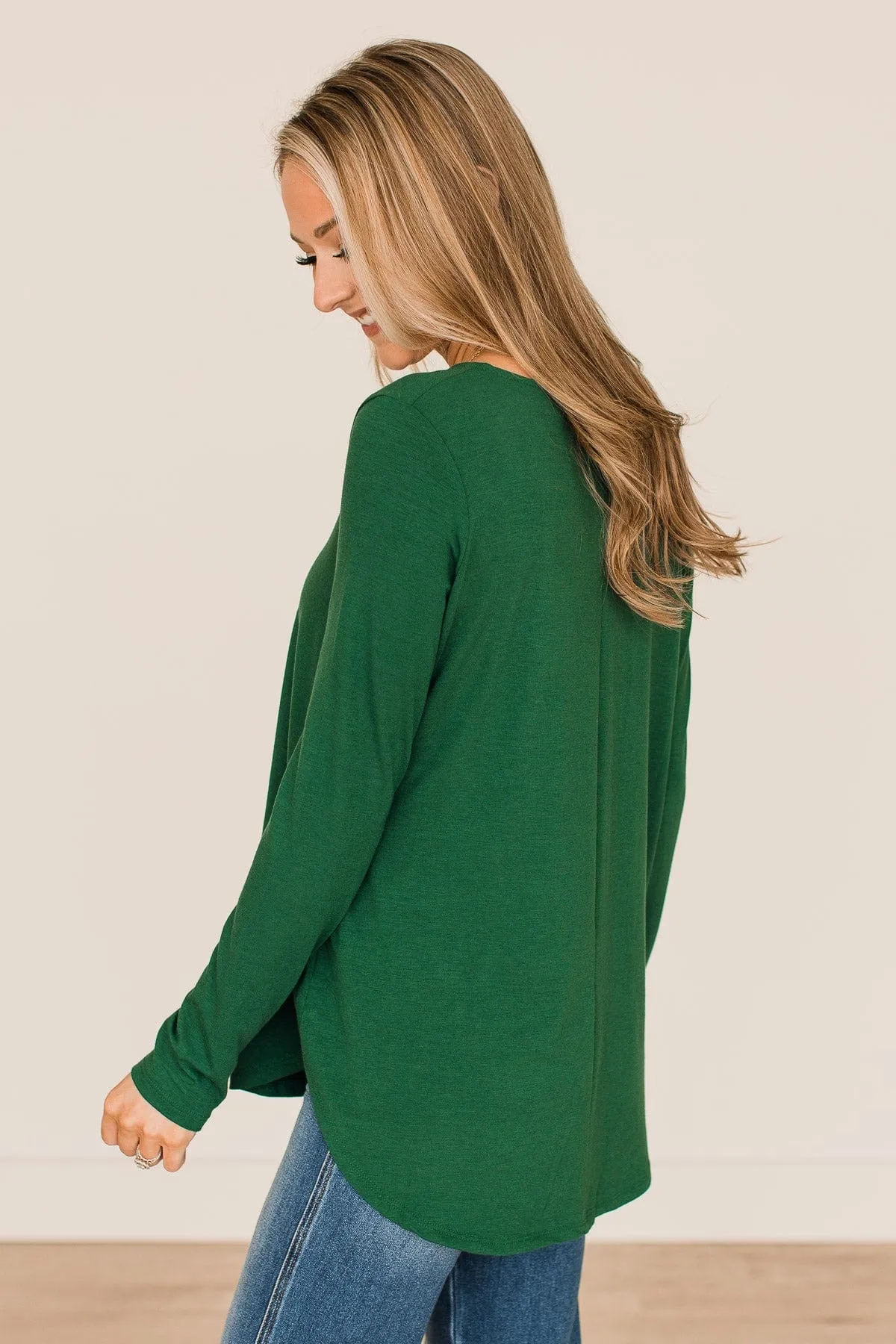 Taking It Slow Button Top- Dark Green