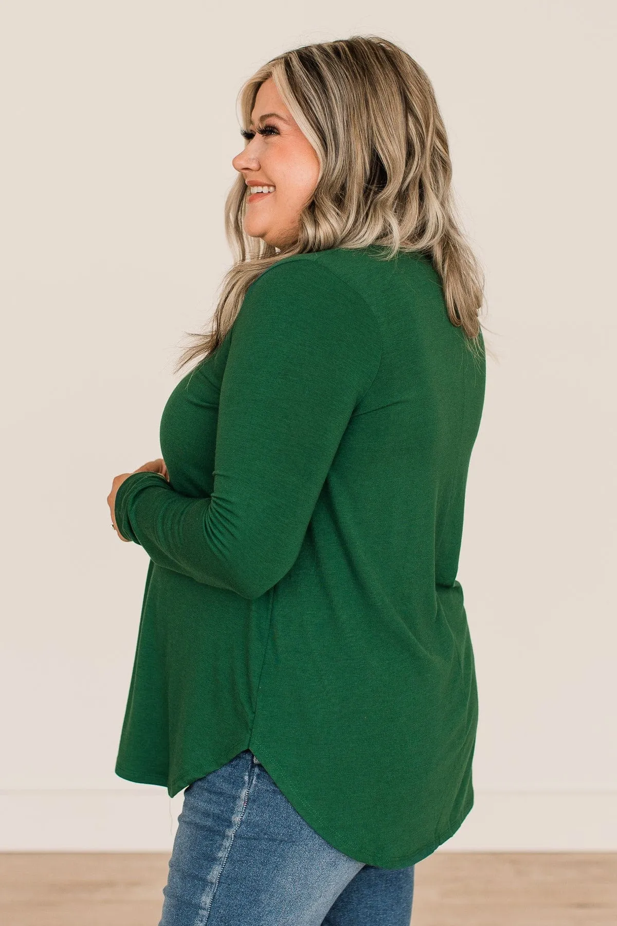 Taking It Slow Button Top- Dark Green