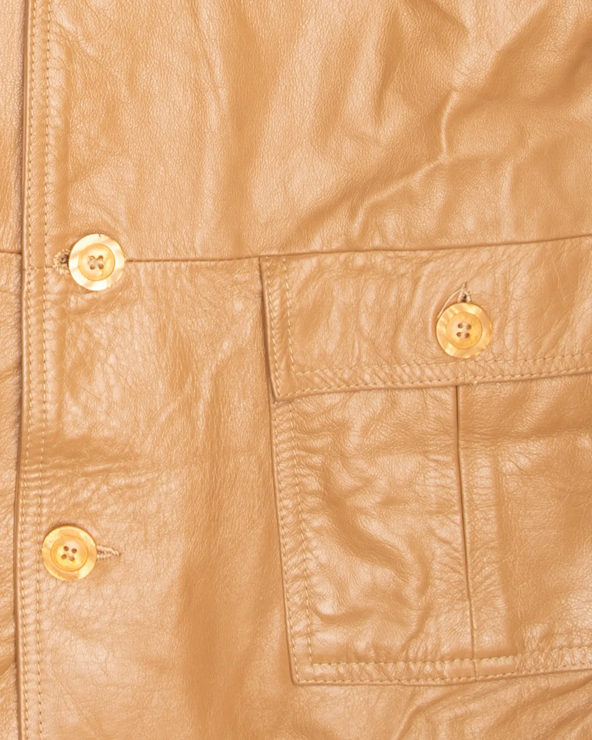 Tan beige '70s leather trench coat