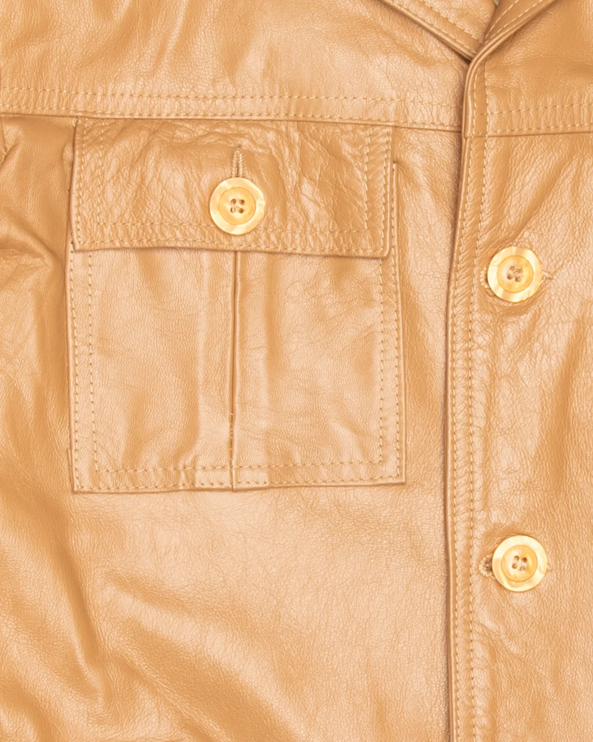 Tan beige '70s leather trench coat
