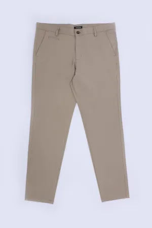 TAN BROWN TAPPERED FIT PANTS