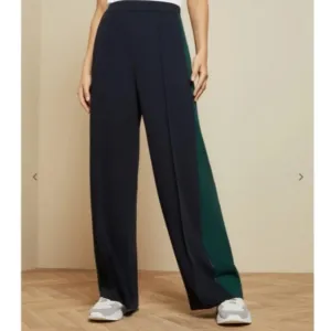 TED BAKER LONDON Dark Blue Contrast Panel Wide Leg Trouser Pants Size 3 NWT