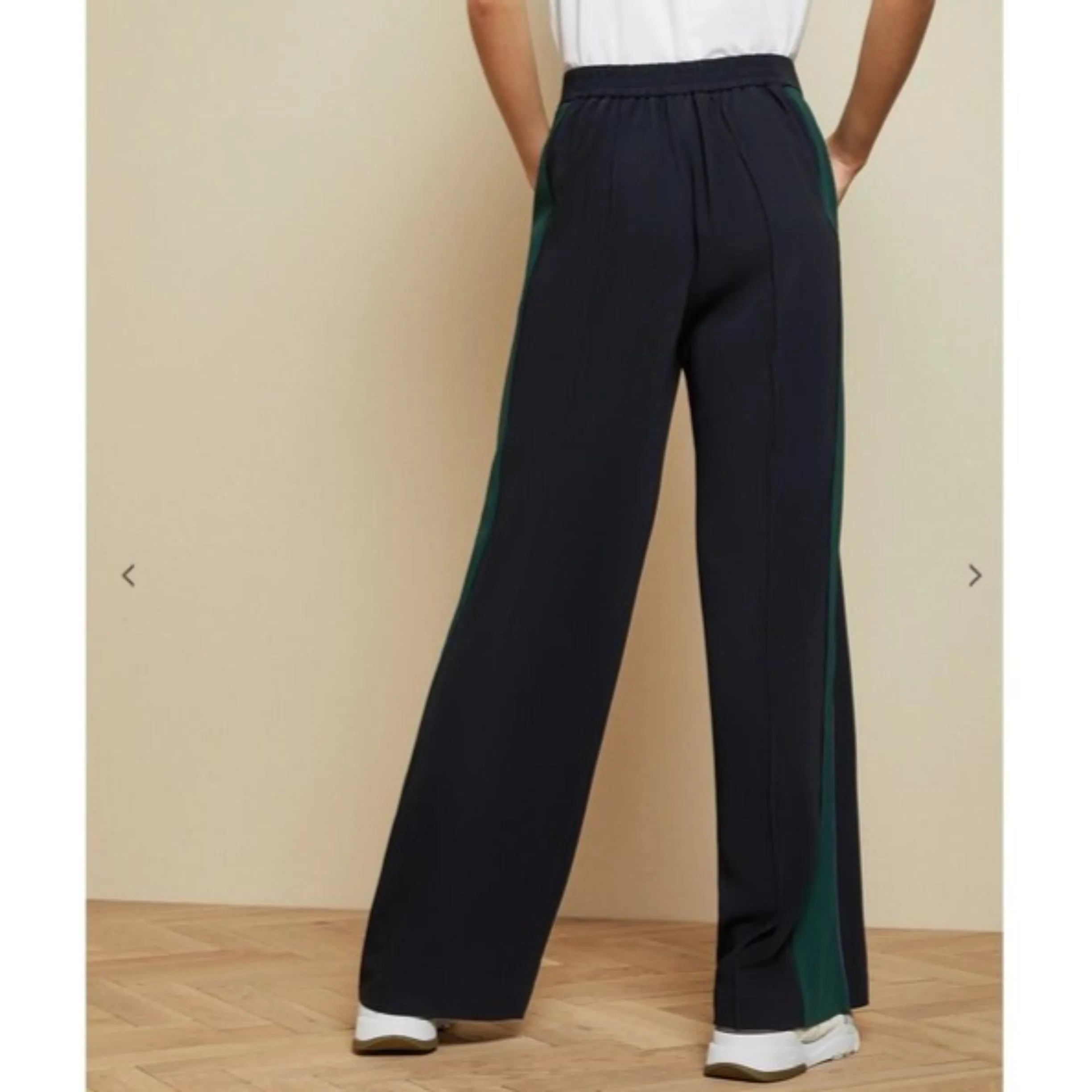 TED BAKER LONDON Dark Blue Contrast Panel Wide Leg Trouser Pants Size 3 NWT
